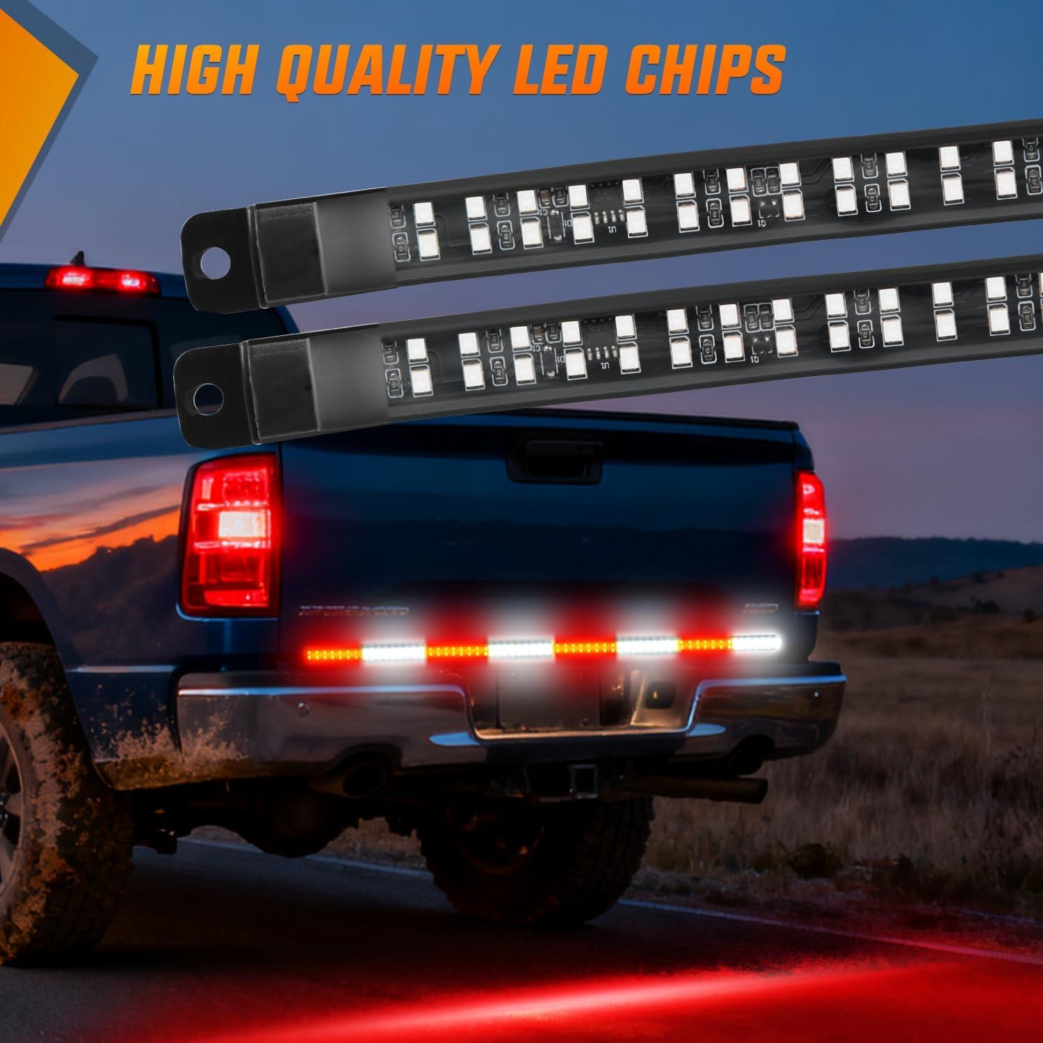 image:imageNilight 48 Inch Truck Tailgate Strobe Light Strip Tail Emergency Bar Rear Window Warning Lamp UltraBright Double Row 288 LED for Pickup Trailers Construction Vehicles Car SUV Green White49 Tailgate Strobe w Controller Red White