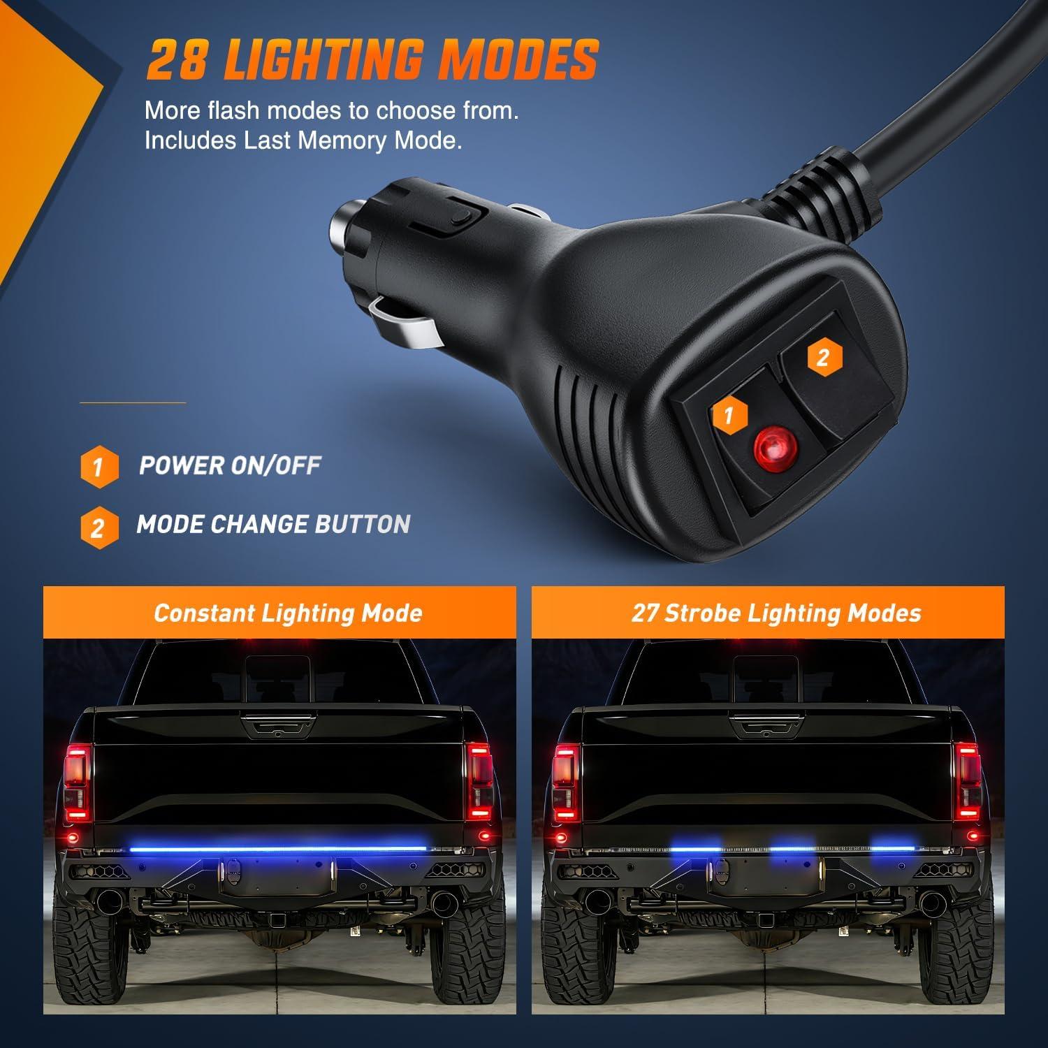 image:imageNilight 48 Inch Truck Tailgate Strobe Light Strip Tail Emergency Bar Rear Window Warning Lamp UltraBright Double Row 288 LED for Pickup Trailers Construction Vehicles Car SUV Green White48 Tailgate Strobe Blue