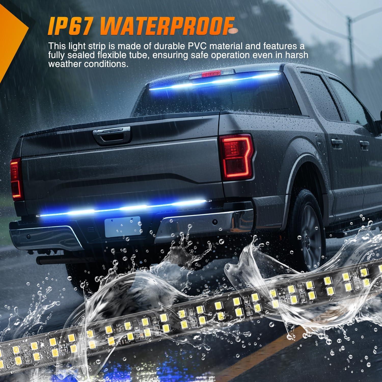 image:imageNilight 48 Inch Truck Tailgate Strobe Light Strip Tail Emergency Bar Rear Window Warning Lamp UltraBright Double Row 288 LED for Pickup Trailers Construction Vehicles Car SUV Green White48 Tailgate Strobe Blue White