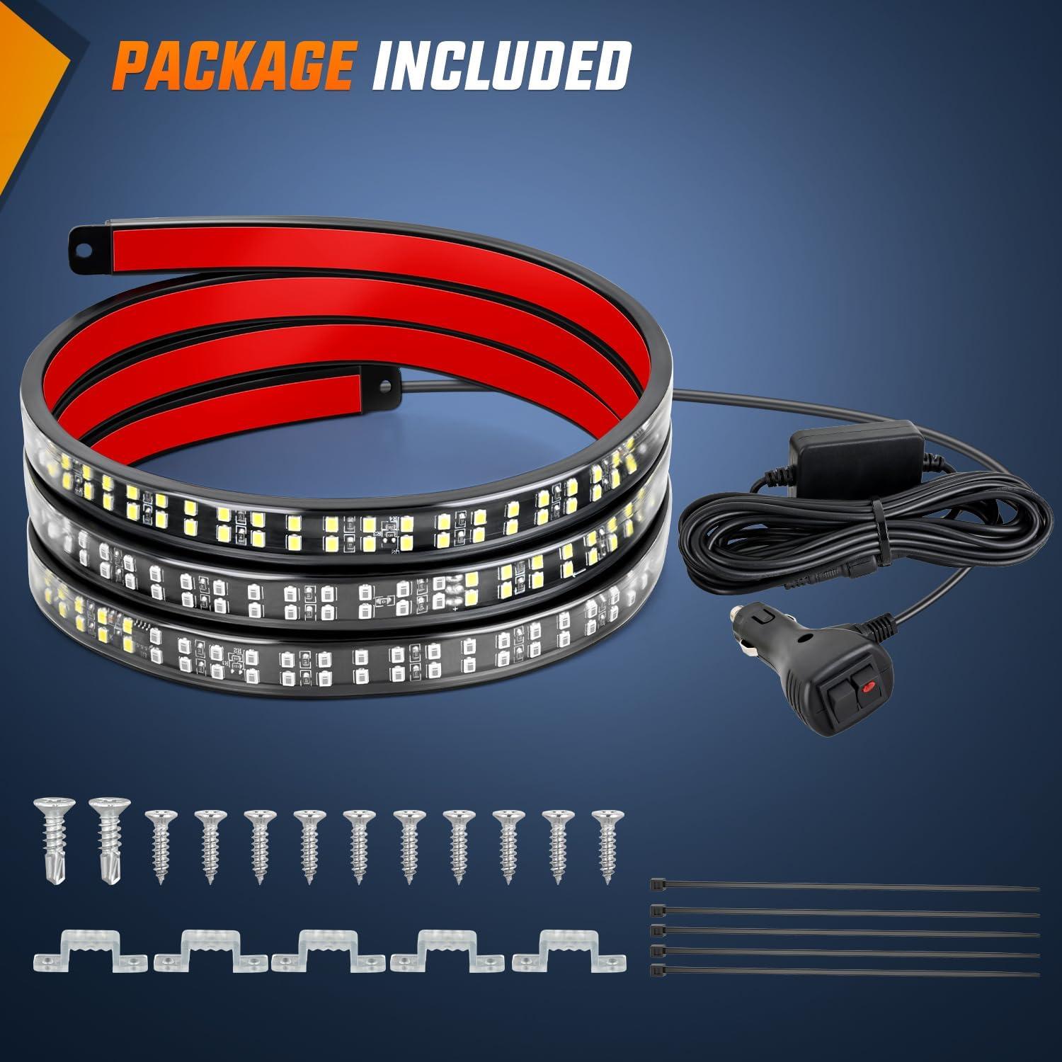 image:imageNilight 48 Inch Truck Tailgate Strobe Light Strip Tail Emergency Bar Rear Window Warning Lamp UltraBright Double Row 288 LED for Pickup Trailers Construction Vehicles Car SUV Green White48 Tailgate Strobe Green White