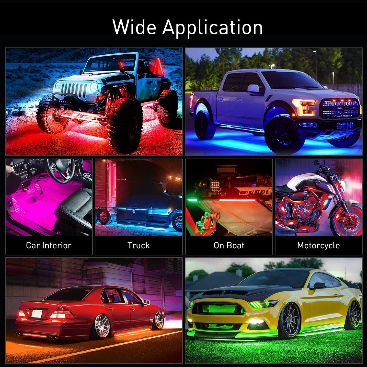 image:imageNilight 48 Inch Truck Tailgate Strobe Light Strip Tail Emergency Bar Rear Window Warning Lamp UltraBright Double Row 288 LED for Pickup Trailers Construction Vehicles Car SUV Green White6Pcs RGB Underglow Light
