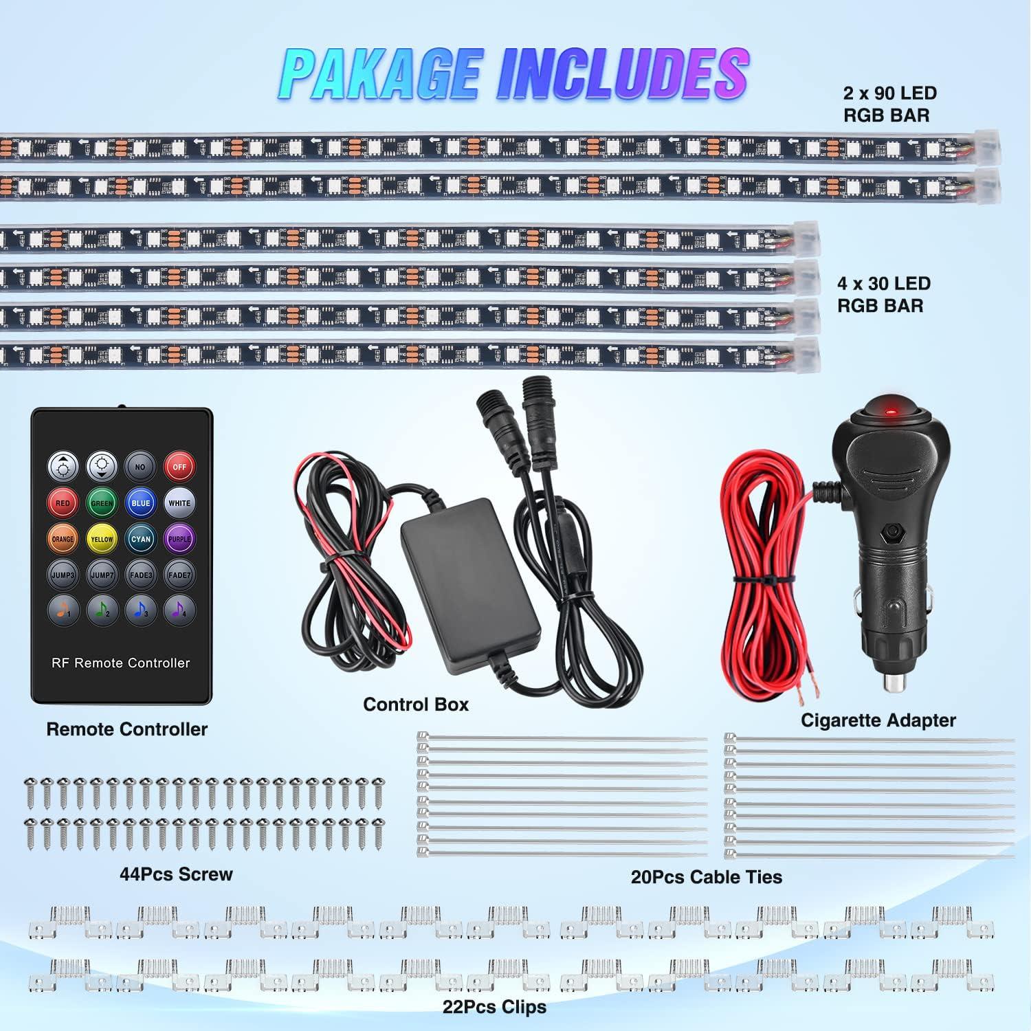 image:imageNilight 48 Inch Truck Tailgate Strobe Light Strip Tail Emergency Bar Rear Window Warning Lamp UltraBright Double Row 288 LED for Pickup Trailers Construction Vehicles Car SUV Green White6Pcs RGB Underglow Light