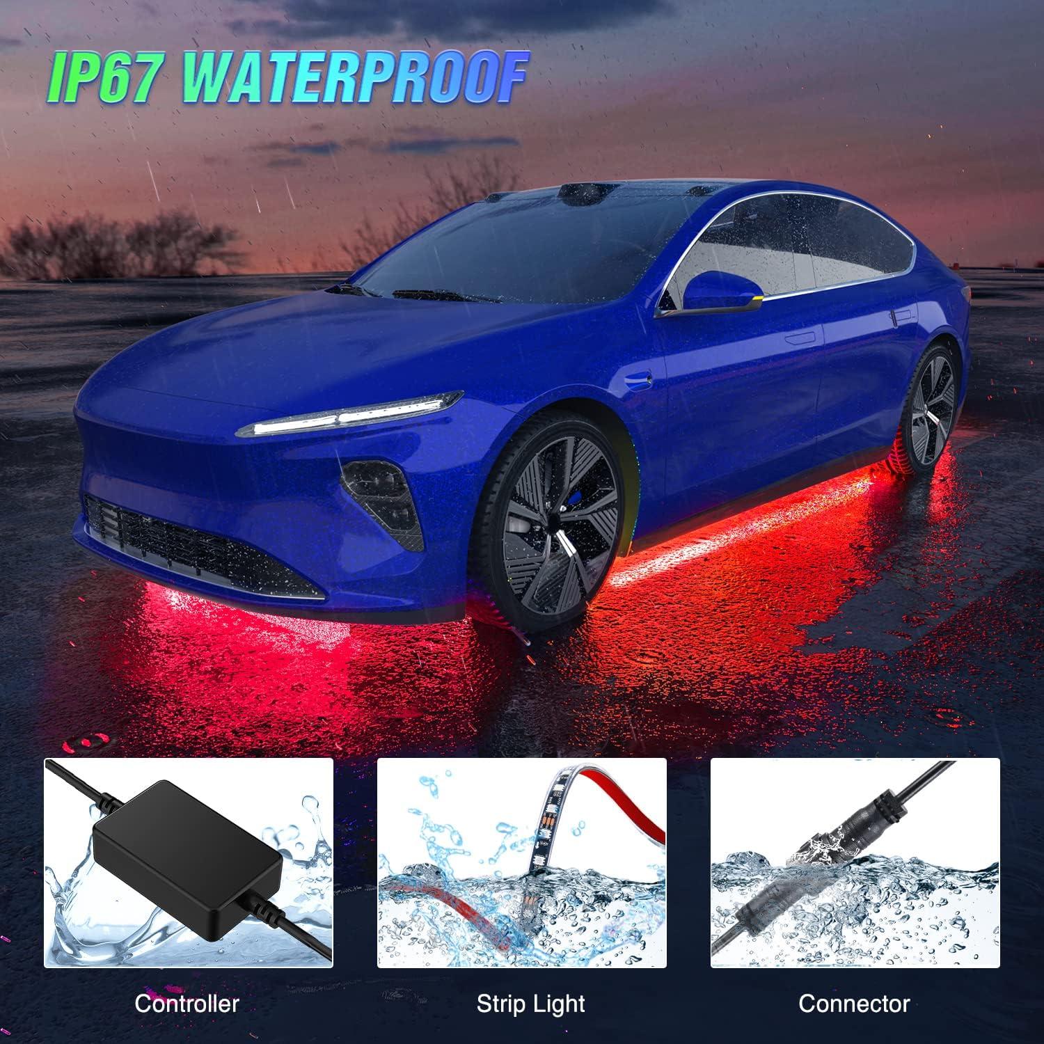 image:imageNilight 48 Inch Truck Tailgate Strobe Light Strip Tail Emergency Bar Rear Window Warning Lamp UltraBright Double Row 288 LED for Pickup Trailers Construction Vehicles Car SUV Green White6Pcs RGB Underglow Light