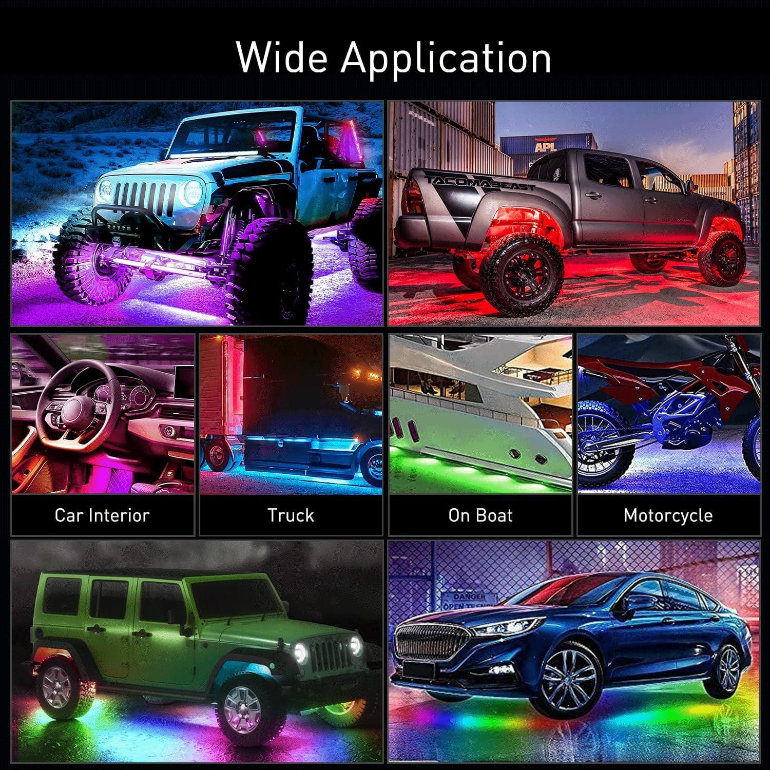 image:imageNilight 48 Inch Truck Tailgate Strobe Light Strip Tail Emergency Bar Rear Window Warning Lamp UltraBright Double Row 288 LED for Pickup Trailers Construction Vehicles Car SUV Green White6Pcs RGBIC Underglow Light