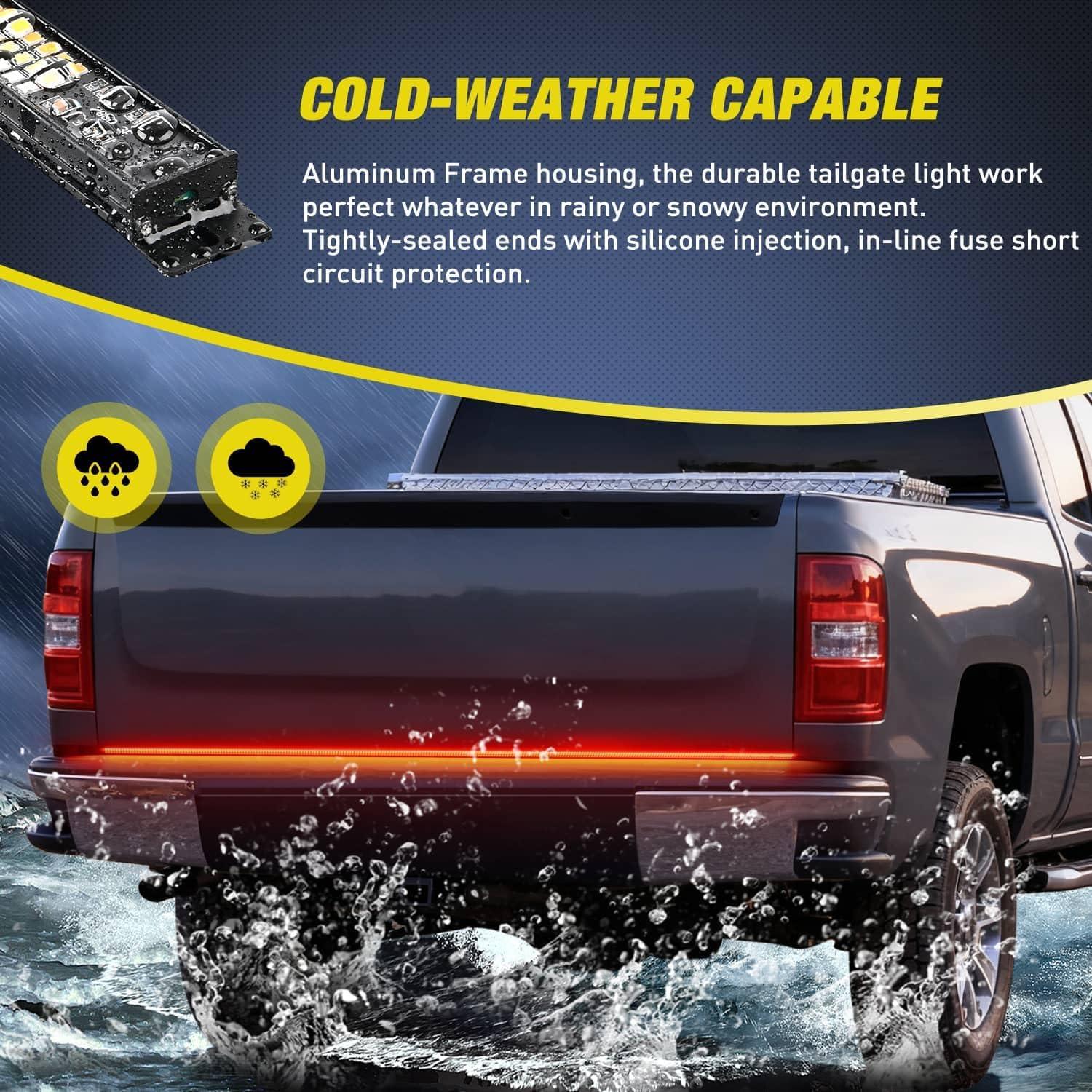 image:imageNilight 48 Inch Truck Tailgate Strobe Light Strip Tail Emergency Bar Rear Window Warning Lamp UltraBright Double Row 288 LED for Pickup Trailers Construction Vehicles Car SUV Green White48 Aluminum Frame Tailgate Light Bar