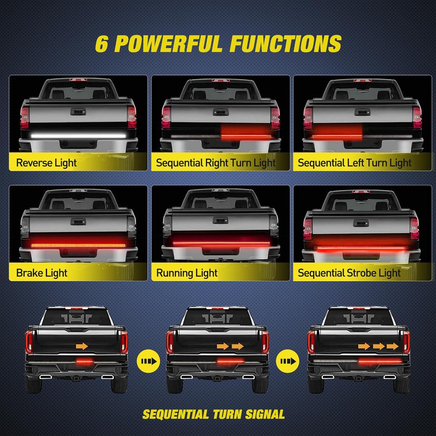 image:imageNilight 48 Inch Truck Tailgate Strobe Light Strip Tail Emergency Bar Rear Window Warning Lamp UltraBright Double Row 288 LED for Pickup Trailers Construction Vehicles Car SUV Green White60 Aluminum Frame Tailgate Light Bar