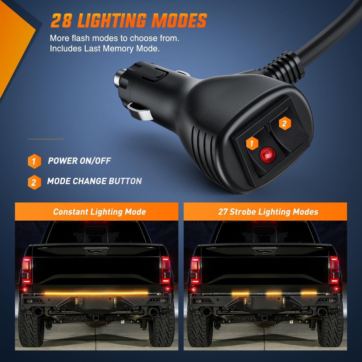 image:imageNilight 48 Inch Truck Tailgate Strobe Light Strip Tail Emergency Bar Rear Window Warning Lamp UltraBright Double Row 288 LED for Pickup Trailers Construction Vehicles Car SUV Green White48 Tailgate Strobe Amber