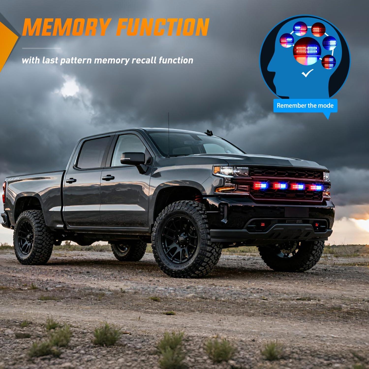 image:imageNilight 4PCS 24LED Emergency Strobe lights 12V 24V White Surface Mount Grille Hazard Safety Warning Light Sync Feature Side Flashing Marker Flash for Car Truck CampersRed Blue