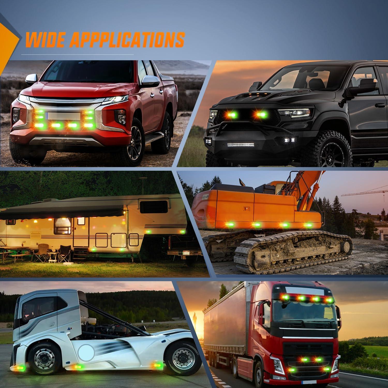 image:imageNilight 4PCS 24LED Emergency Strobe lights 12V 24V White Surface Mount Grille Hazard Safety Warning Light Sync Feature Side Flashing Marker Flash for Car Truck CampersAmber Green wController