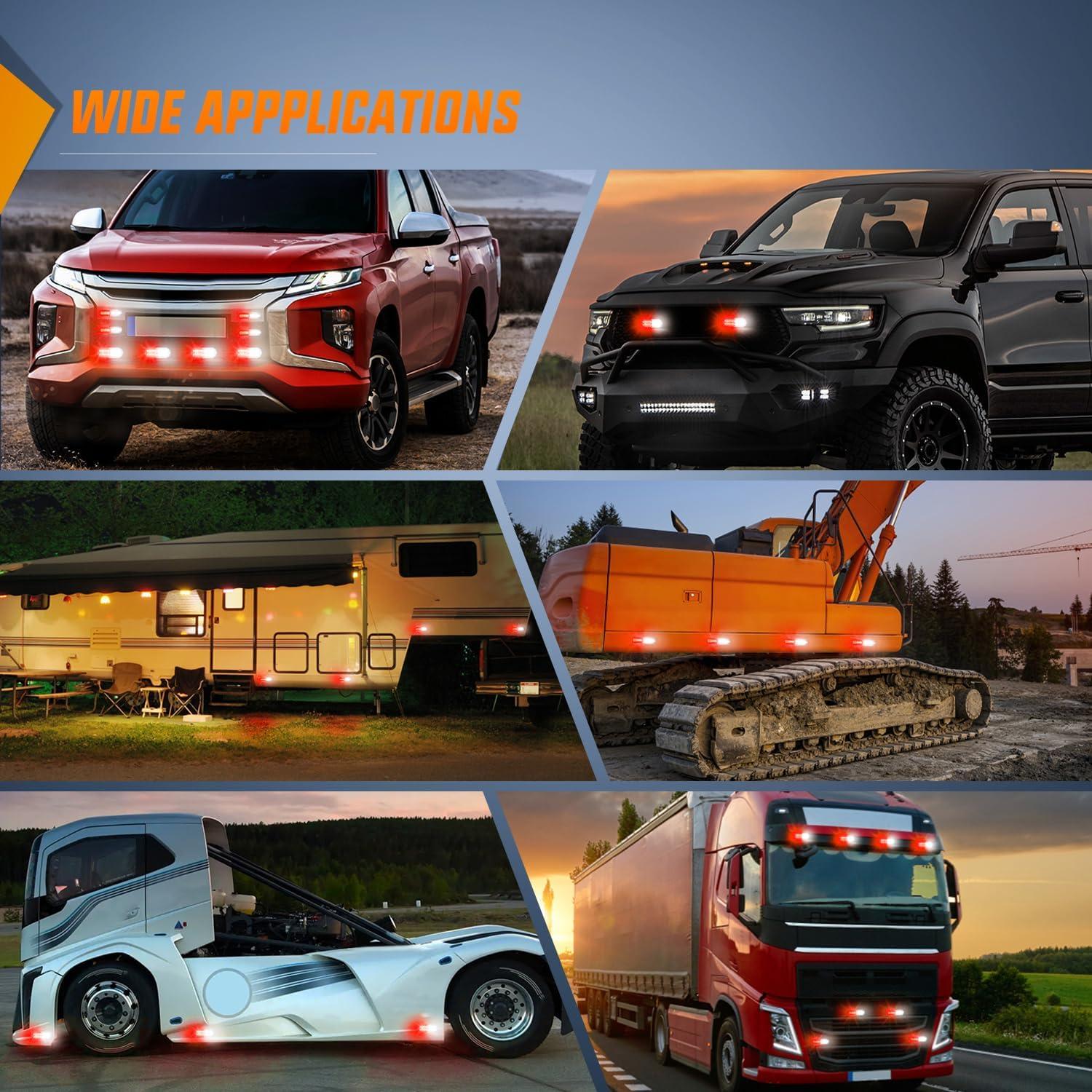 image:imageNilight 4PCS 24LED Emergency Strobe lights 12V 24V White Surface Mount Grille Hazard Safety Warning Light Sync Feature Side Flashing Marker Flash for Car Truck CampersRed White wController