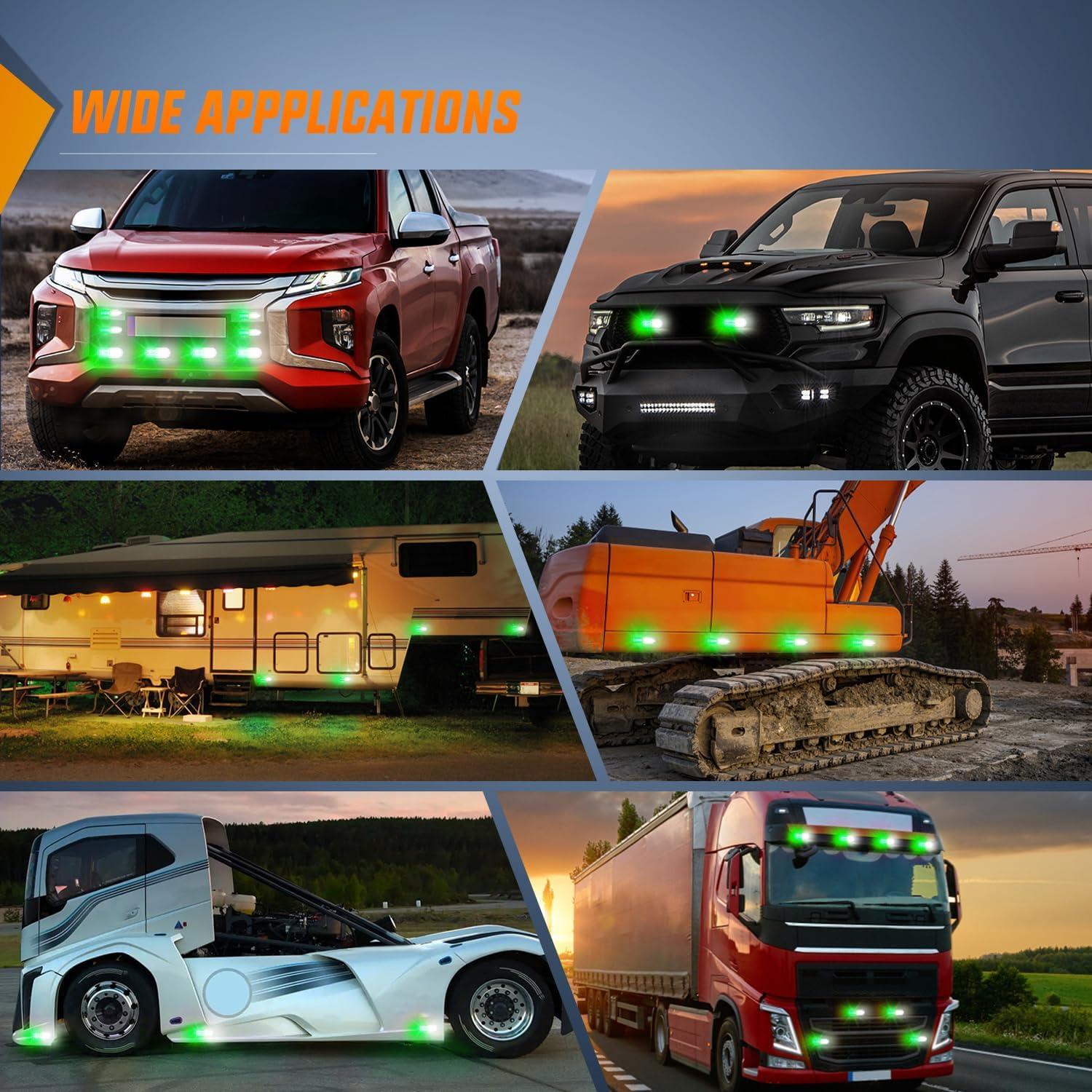 image:imageNilight 4PCS 24LED Emergency Strobe lights 12V 24V White Surface Mount Grille Hazard Safety Warning Light Sync Feature Side Flashing Marker Flash for Car Truck CampersGreen White wController