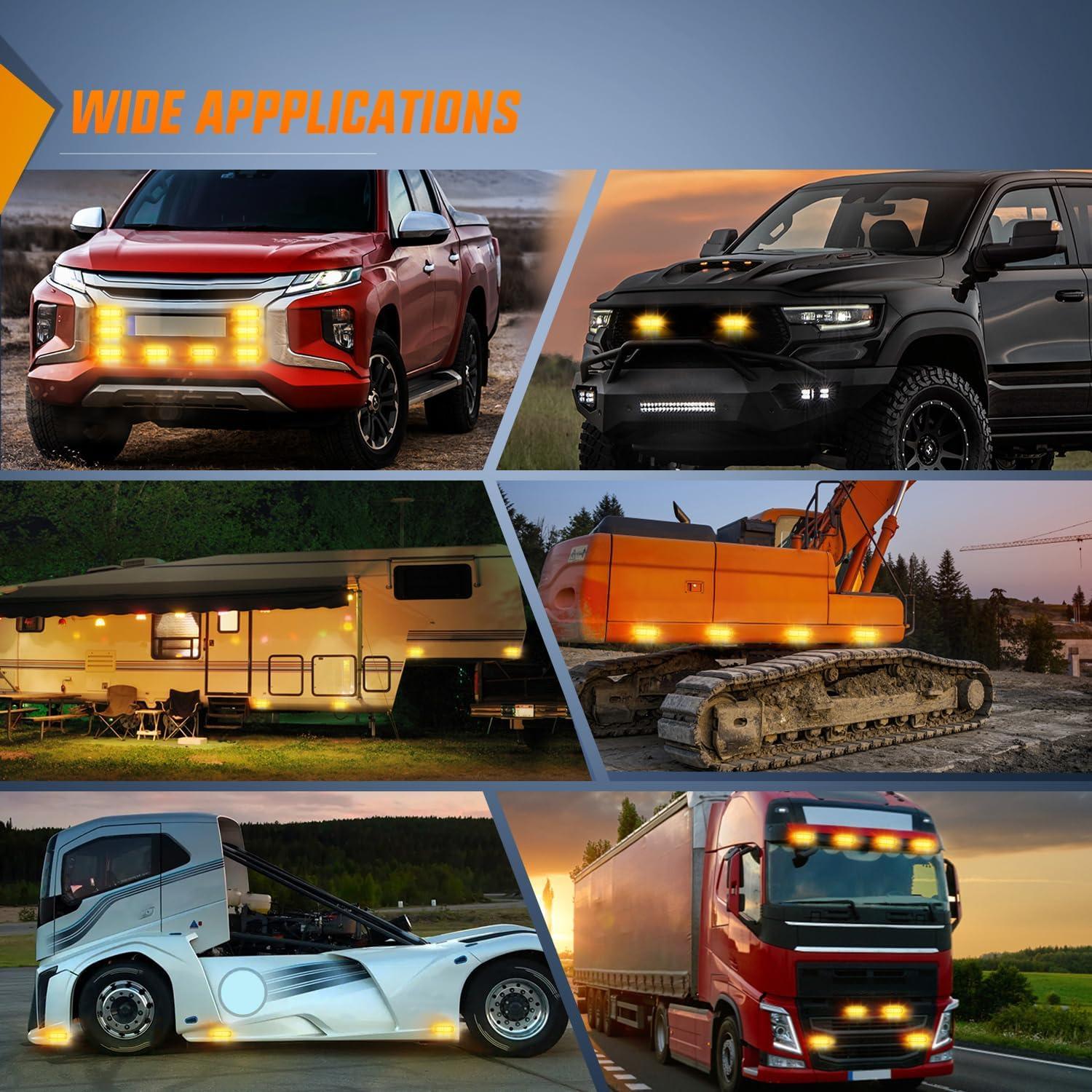 image:imageNilight 4PCS 24LED Emergency Strobe lights 12V 24V White Surface Mount Grille Hazard Safety Warning Light Sync Feature Side Flashing Marker Flash for Car Truck CampersAmber wController