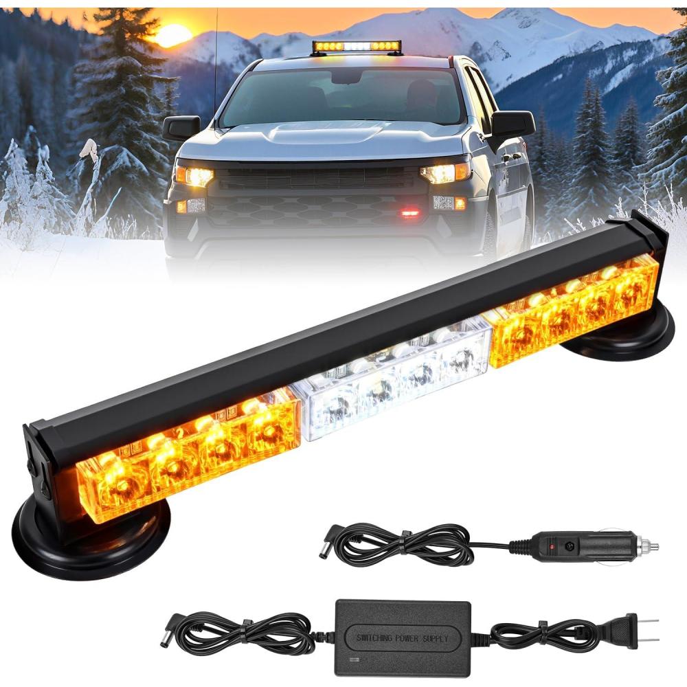 image:imageNilight 12LED Wireless Emergency Strobe Light Red White Blue 14 Magnetic Mount Mini Light Bar 12V Rooftop Powered Hazard Warning Flashing Lights for Car Truck Trailer Snow Plow Construction VehiclesAmber White