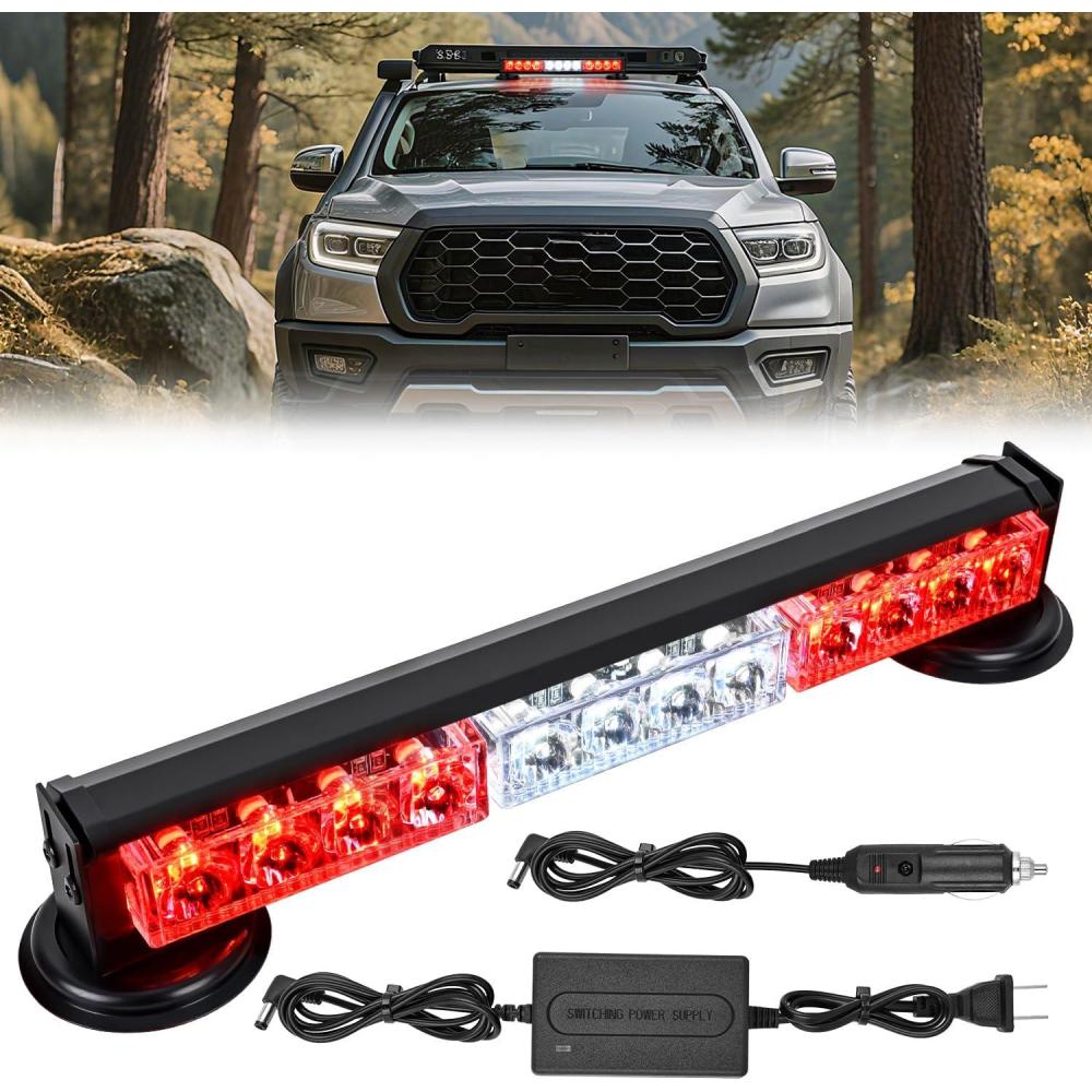 image:imageNilight 12LED Wireless Emergency Strobe Light Red White Blue 14 Magnetic Mount Mini Light Bar 12V Rooftop Powered Hazard Warning Flashing Lights for Car Truck Trailer Snow Plow Construction VehiclesRed White
