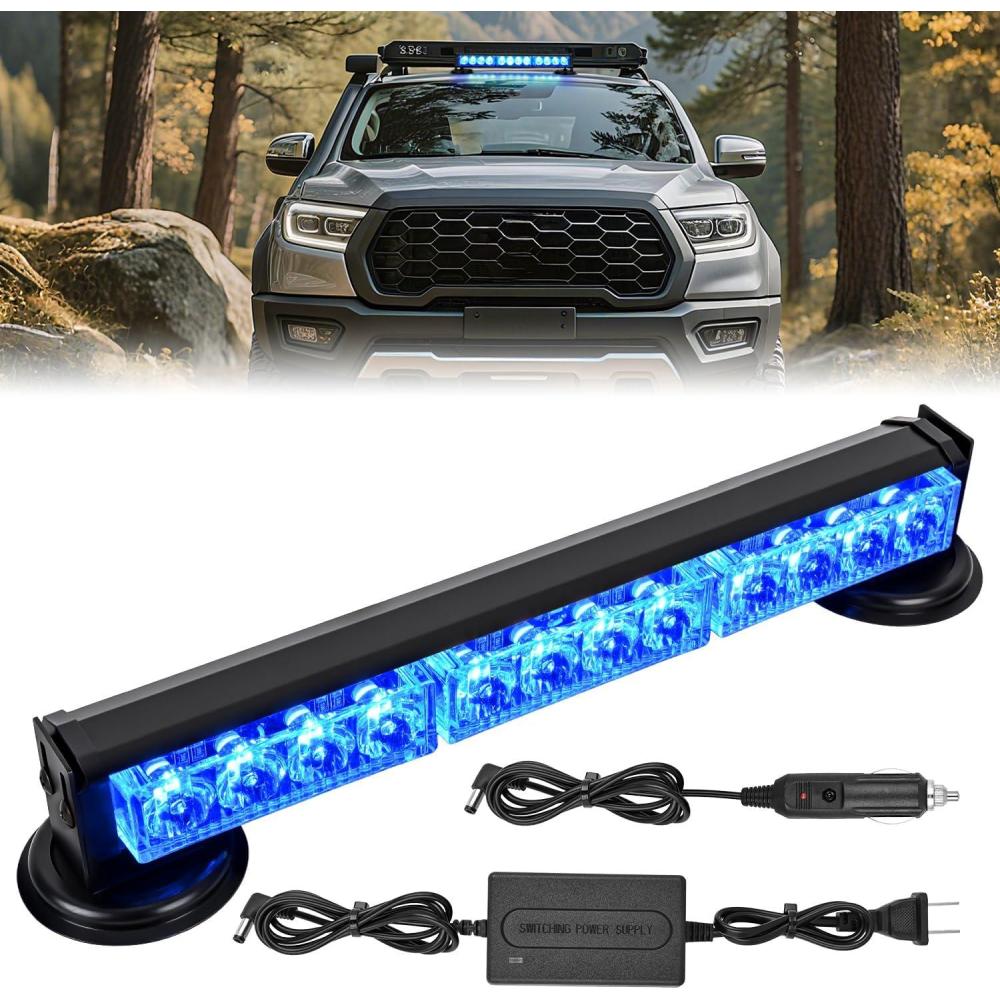 image:imageNilight 12LED Wireless Emergency Strobe Light Red White Blue 14 Magnetic Mount Mini Light Bar 12V Rooftop Powered Hazard Warning Flashing Lights for Car Truck Trailer Snow Plow Construction VehiclesBlue