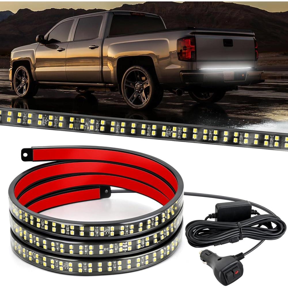 image:imageNilight 48 Inch Truck Tailgate Strobe Light Strip Tail Emergency Bar Rear Window Warning Lamp UltraBright Double Row 288 LED for Pickup Trailers Construction Vehicles Car SUV Green White48 Tailgate Strobe White