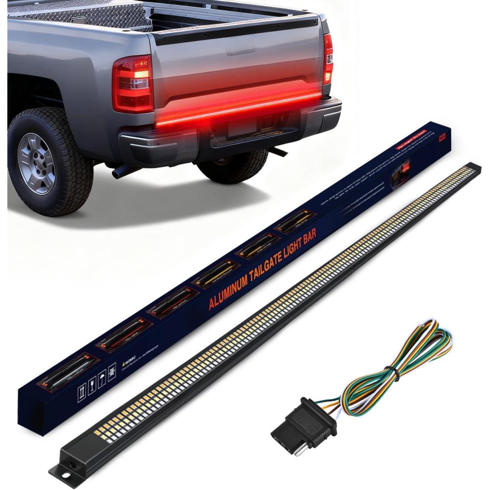image:imageNilight 48 Inch Truck Tailgate Strobe Light Strip Tail Emergency Bar Rear Window Warning Lamp UltraBright Double Row 288 LED for Pickup Trailers Construction Vehicles Car SUV Green White48 Aluminum Frame Tailgate Light Bar