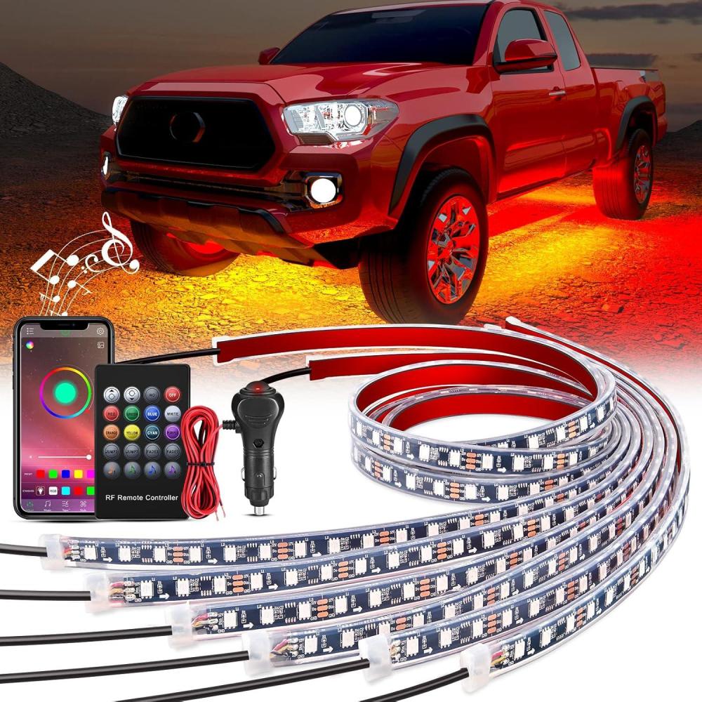 image:imageNilight 48 Inch Truck Tailgate Strobe Light Strip Tail Emergency Bar Rear Window Warning Lamp UltraBright Double Row 288 LED for Pickup Trailers Construction Vehicles Car SUV Green White6Pcs RGB Underglow Light