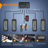 Nilight 4PCS 24LED Emergency Strobe lights 12V 24V White Surface Mount Grille Hazard Safety Warning Light Sync Feature Side Flashing Marker Flash for Car Truck Campers(Blue White w/Controller)