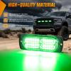 Nilight 4PCS 24LED Emergency Strobe lights 12V 24V White Surface Mount Grille Hazard Safety Warning Light Sync Feature Side Flashing Marker Flash for Car Truck Campers(Green)