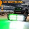 Nilight 4PCS 24LED Emergency Strobe lights 12V 24V White Surface Mount Grille Hazard Safety Warning Light Sync Feature Side Flashing Marker Flash for Car Truck Campers(Green White)