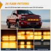 Nilight 4PCS 24LED Emergency Strobe lights 12V 24V White Surface Mount Grille Hazard Safety Warning Light Sync Feature Side Flashing Marker Flash for Car Truck Campers(Amber)
