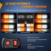 Nilight 4PCS 24LED Emergency Strobe lights 12V 24V White Surface Mount Grille Hazard Safety Warning Light Sync Feature Side Flashing Marker Flash for Car Truck Campers(Amber White w/Controller)