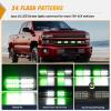 Nilight 4PCS 24LED Emergency Strobe lights 12V 24V White Surface Mount Grille Hazard Safety Warning Light Sync Feature Side Flashing Marker Flash for Car Truck Campers(Green White)