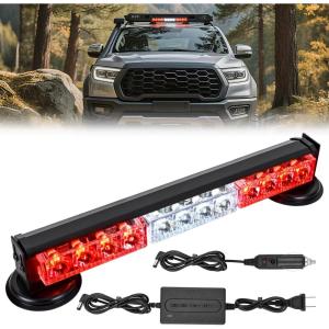 Nilight 12LED Wireless Emergency Strobe Light Red White Blue 14” Magnetic Mount Mini Light Bar 12V Rooftop Powered Hazard Warning Flashing Lights for Car Truck Trailer Snow Plow Construction Vehicles(Red & White)