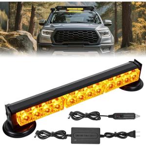 Nilight 12LED Wireless Emergency Strobe Light Red White Blue 14” Magnetic Mount Mini Light Bar 12V Rooftop Powered Hazard Warning Flashing Lights for Car Truck Trailer Snow Plow Construction Vehicles(Amber)