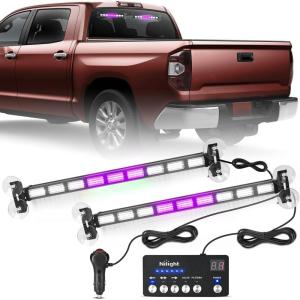 Nilight 162 LED Traffic Advisor Strobe Light Bar 2-in-1 Purple White Emergency Warning Hazard Lights with Controller 4 Switchable Color 36 Flash Pattern for Trucks Cars Tow Plow Construction Vehicles(Purple White)