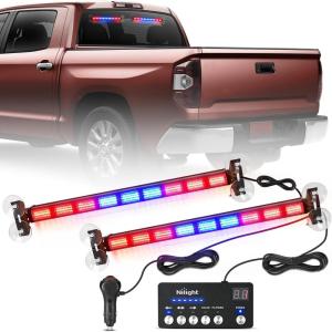 Nilight 162 LED Traffic Advisor Strobe Light Bar 2-in-1 Purple White Emergency Warning Hazard Lights with Controller 4 Switchable Color 36 Flash Pattern for Trucks Cars Tow Plow Construction Vehicles(Red Blue)