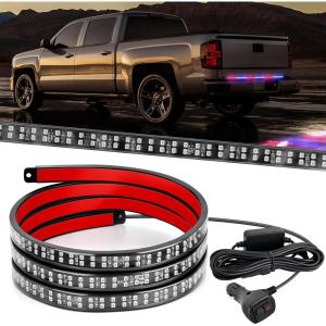 Nilight 48 Inch Truck Tailgate Strobe Light Strip Tail Emergency Bar Rear Window Warning Lamp Ultra-Bright Double Row 288 LED for Pickup Trailers Construction Vehicles Car SUV, Green White(48″ Tailgate Strobe Red Blue)