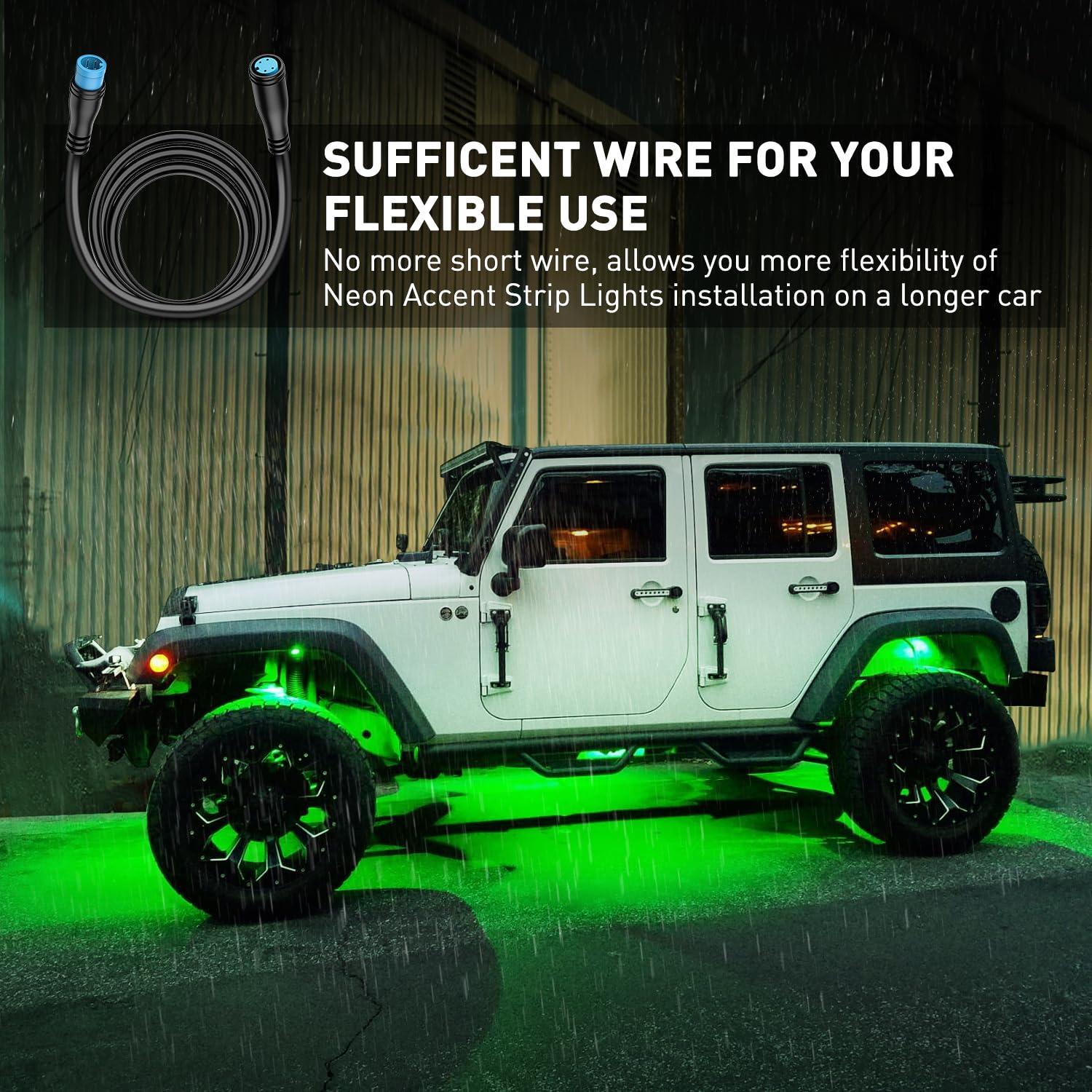 image:imageNilight 2 Pack 5FT 4 Pin Extension Cable Cord for 4PCS Car Underglow Neon Accent Strip Lights 252 LEDs RGB 8 Color Wire Harness 5 Feet Underglow Light Extension Wire Plug and Play