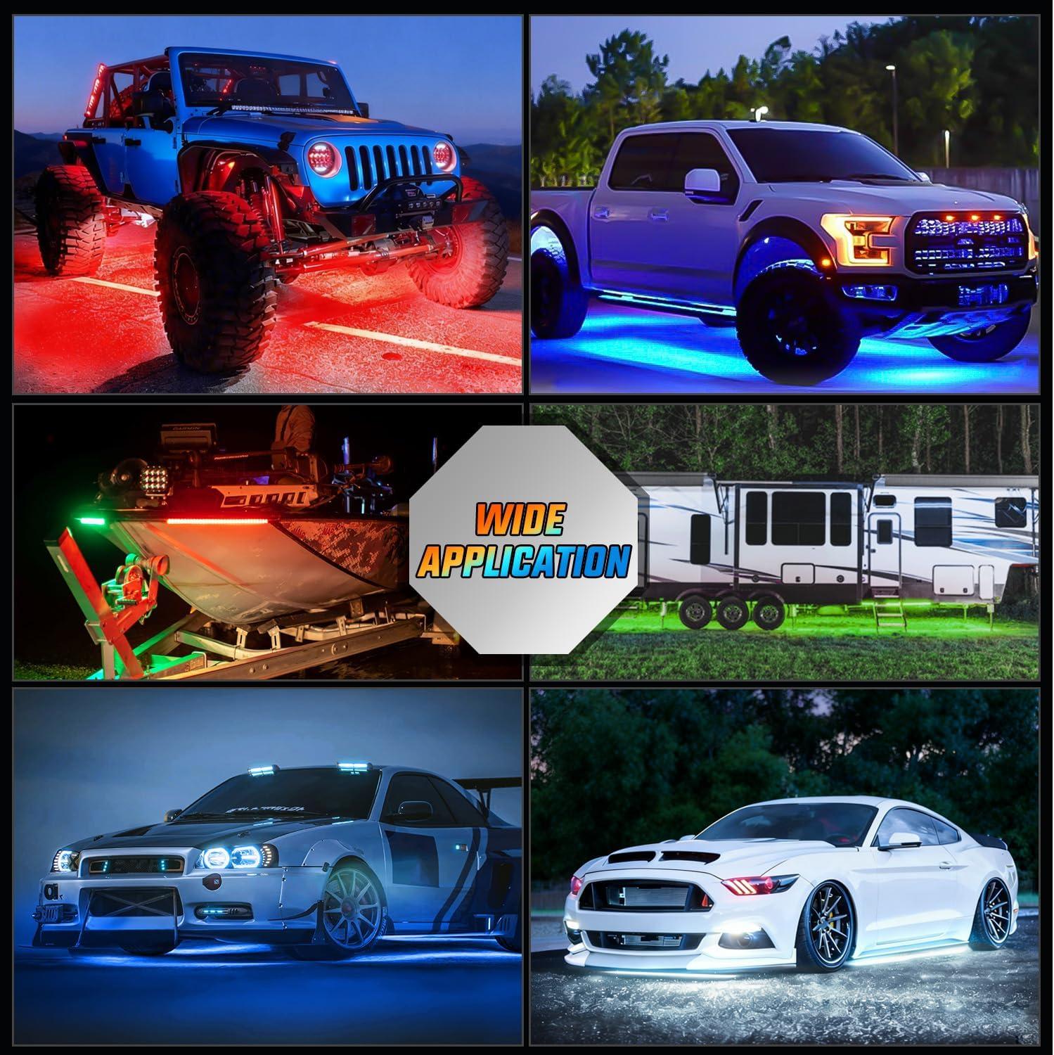image:imageNilight 4Pcs RGBW Aluminum Underglow Neon Accent Strip Lights 252LEDs Door Assist Multi Color DIY Sound Active Function Music Mode with APP and Remote Control Underbody Light Strips for Car Truck RV