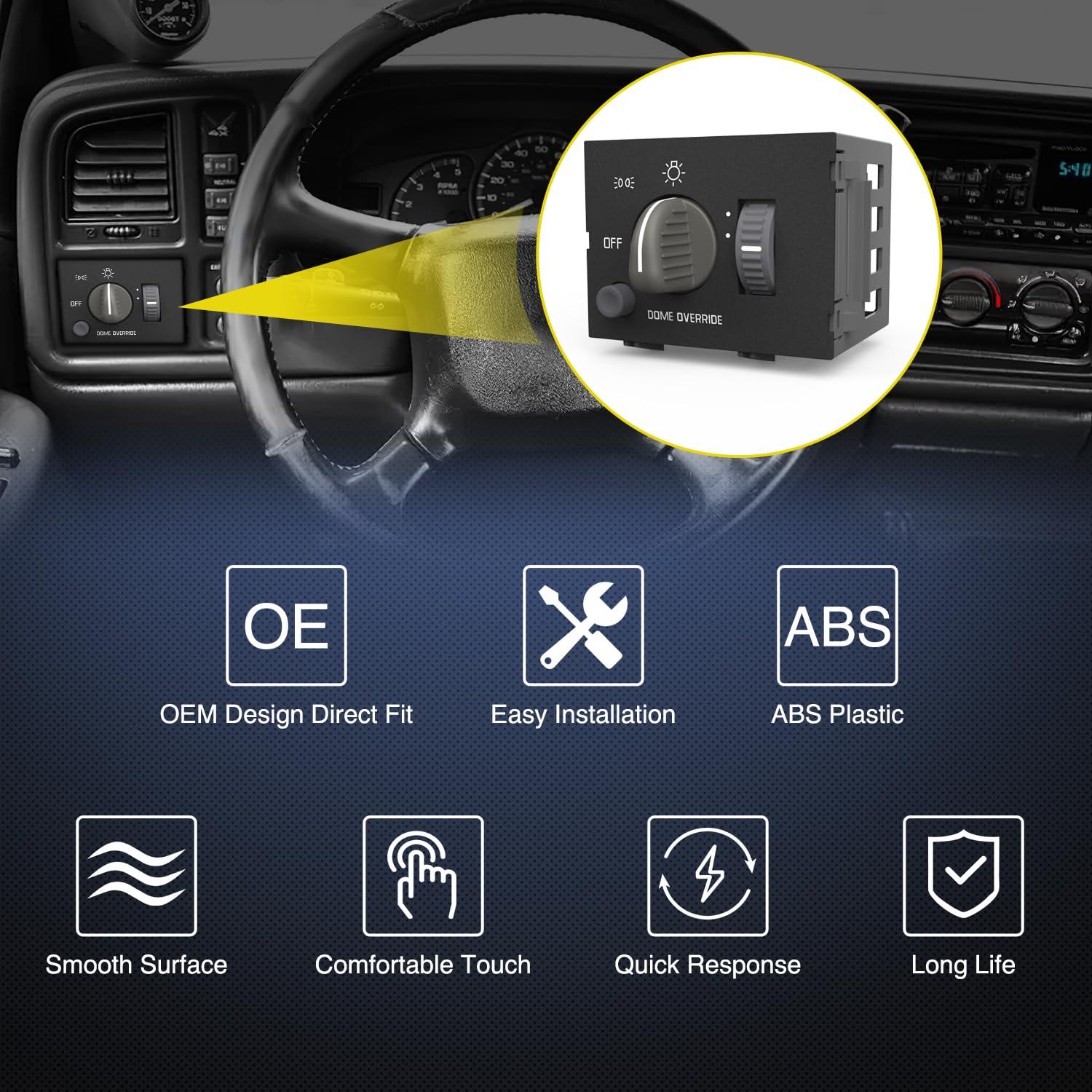 image:imageNilight Headlight Dimmer Switch Compatible with 1999 2000 2001 2002 Suburban Tahoe GMC Sierra 1500 2500 Chevy Silverado 3500 with Yellowish LED LightChevyGMC CK 19951999
