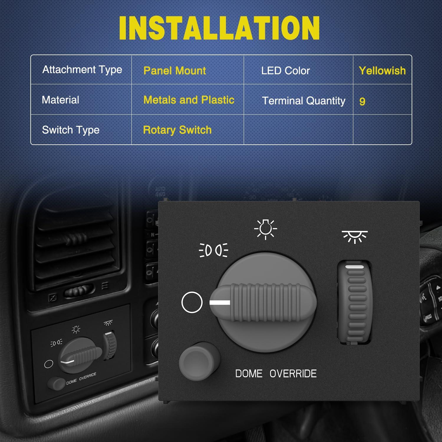 image:imageNilight Headlight Dimmer Switch Compatible with 1999 2000 2001 2002 Suburban Tahoe GMC Sierra 1500 2500 Chevy Silverado 3500 with Yellowish LED LightChevyGMC 19992002