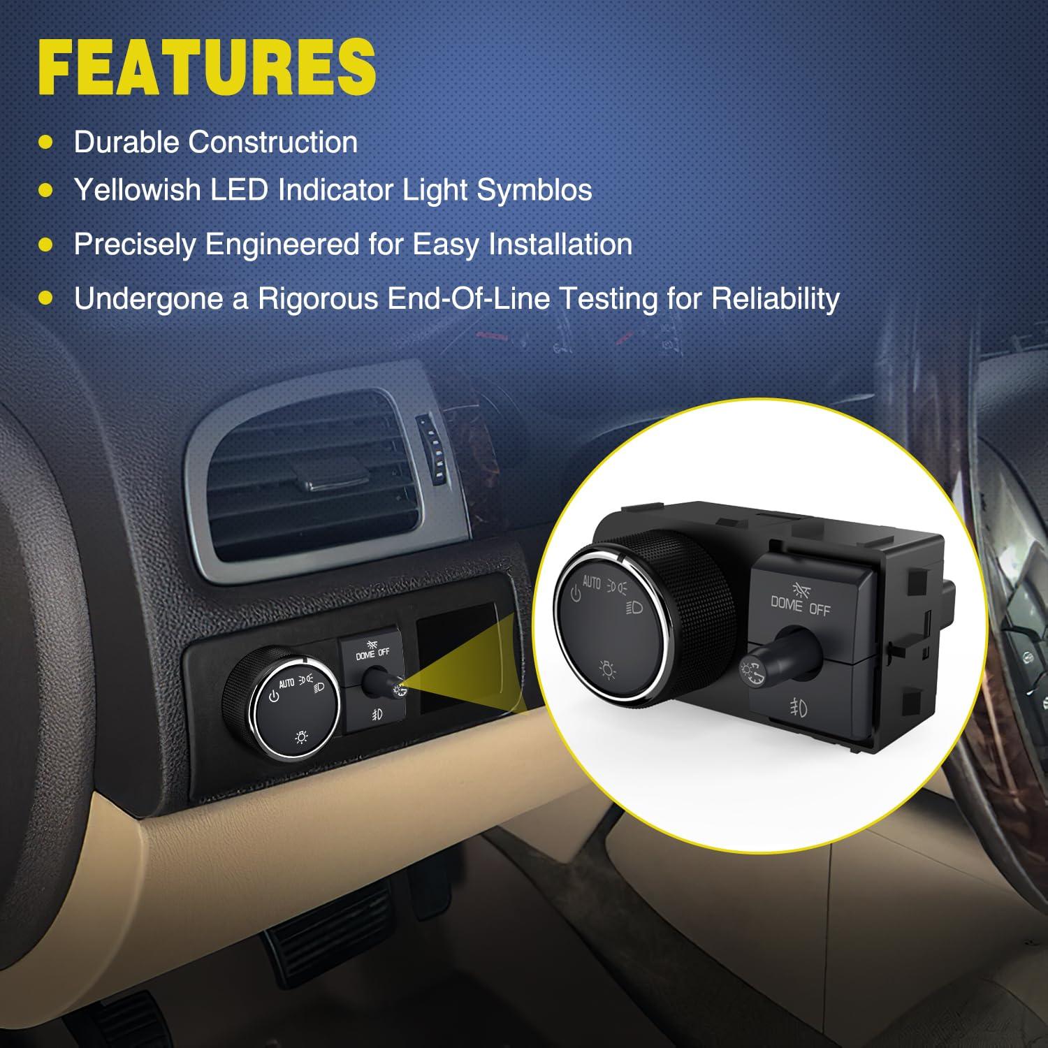image:imageNilight Headlight Dimmer Switch Compatible with 1999 2000 2001 2002 Suburban Tahoe GMC Sierra 1500 2500 Chevy Silverado 3500 with Yellowish LED LightChevyGMC 20072013