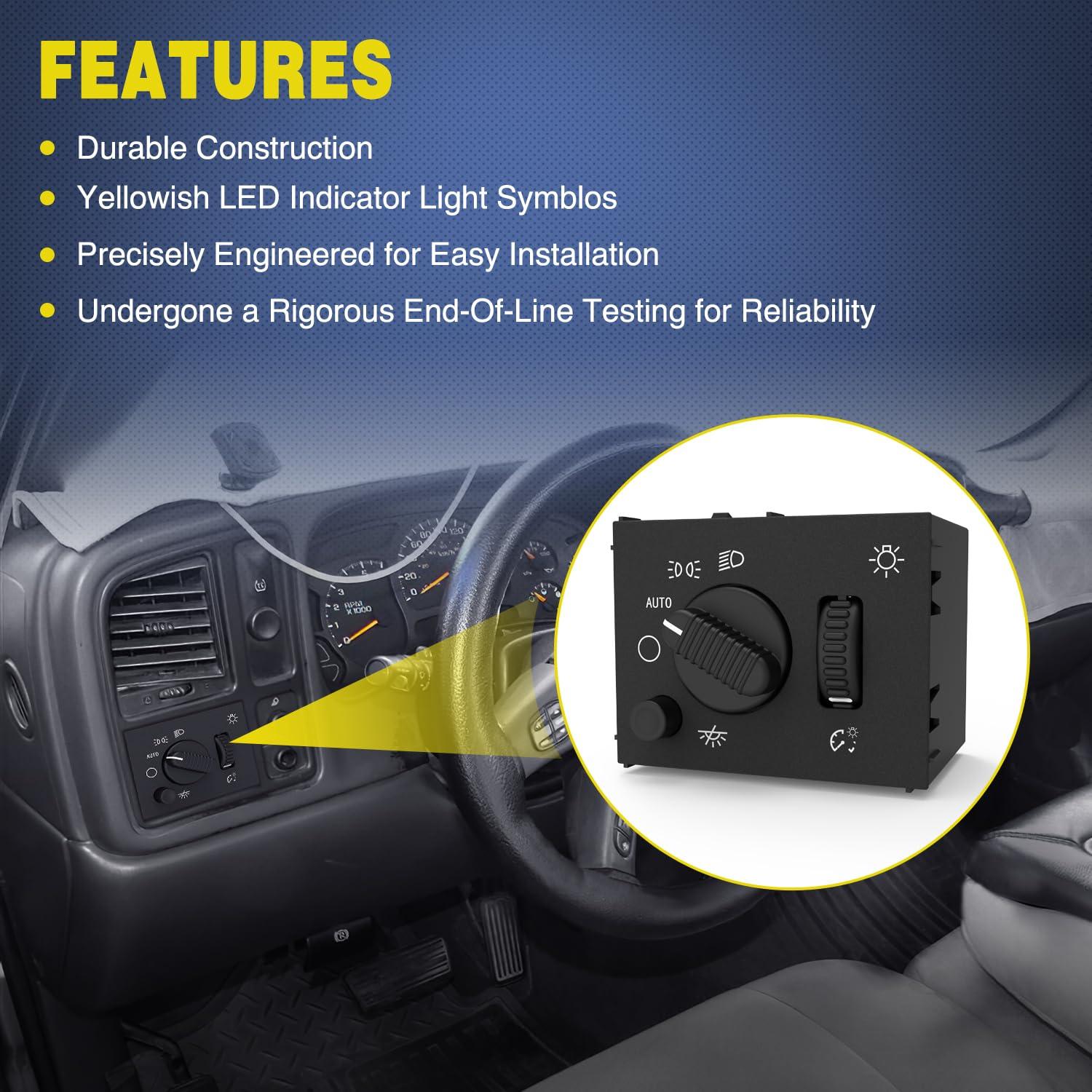 image:imageNilight Headlight Dimmer Switch Compatible with 1999 2000 2001 2002 Suburban Tahoe GMC Sierra 1500 2500 Chevy Silverado 3500 with Yellowish LED LightChevyGMCCadillac 20032006