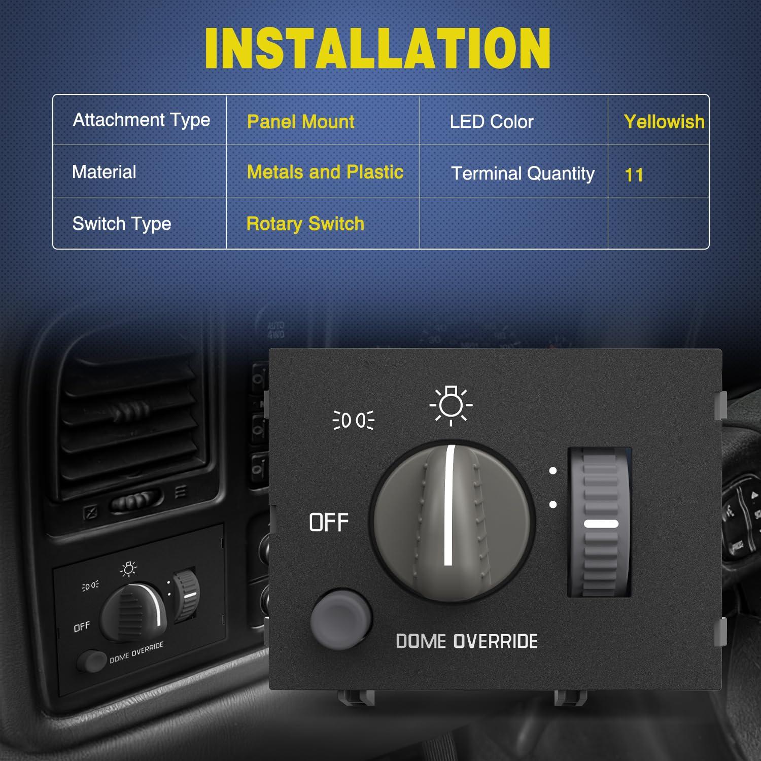 image:imageNilight Headlight Dimmer Switch Compatible with 1999 2000 2001 2002 Suburban Tahoe GMC Sierra 1500 2500 Chevy Silverado 3500 with Yellowish LED LightChevyGMC CK 19951999