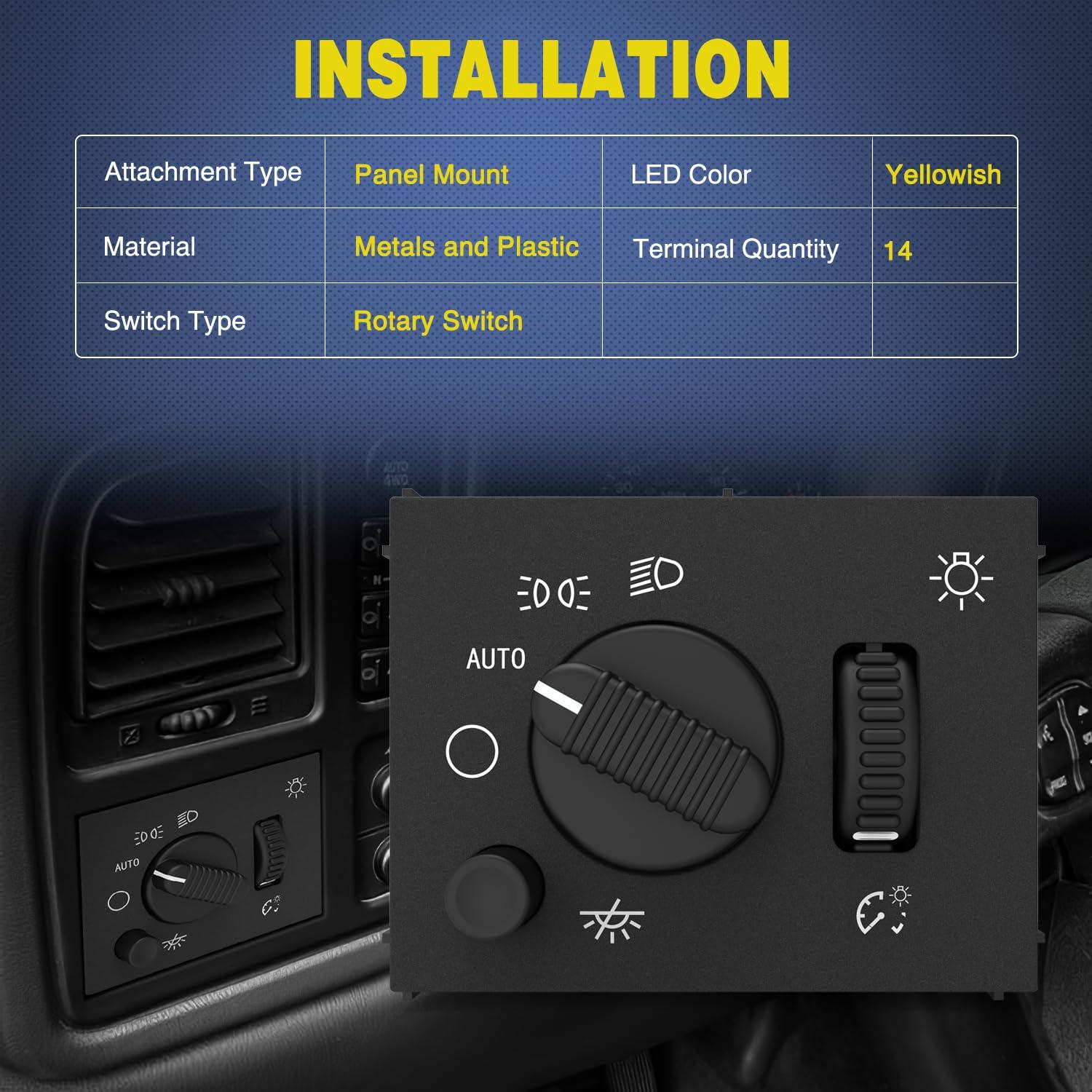 image:imageNilight Headlight Dimmer Switch Compatible with 1999 2000 2001 2002 Suburban Tahoe GMC Sierra 1500 2500 Chevy Silverado 3500 with Yellowish LED LightChevyGMCCadillac 20032006