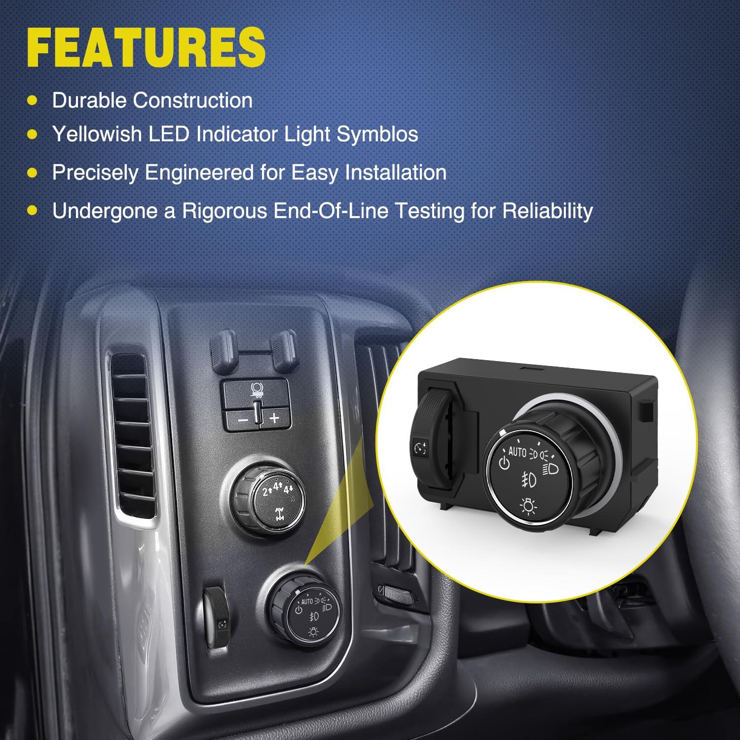 image:imageNilight Headlight Dimmer Switch Compatible with 1999 2000 2001 2002 Suburban Tahoe GMC Sierra 1500 2500 Chevy Silverado 3500 with Yellowish LED LightChevyGMC 20142019