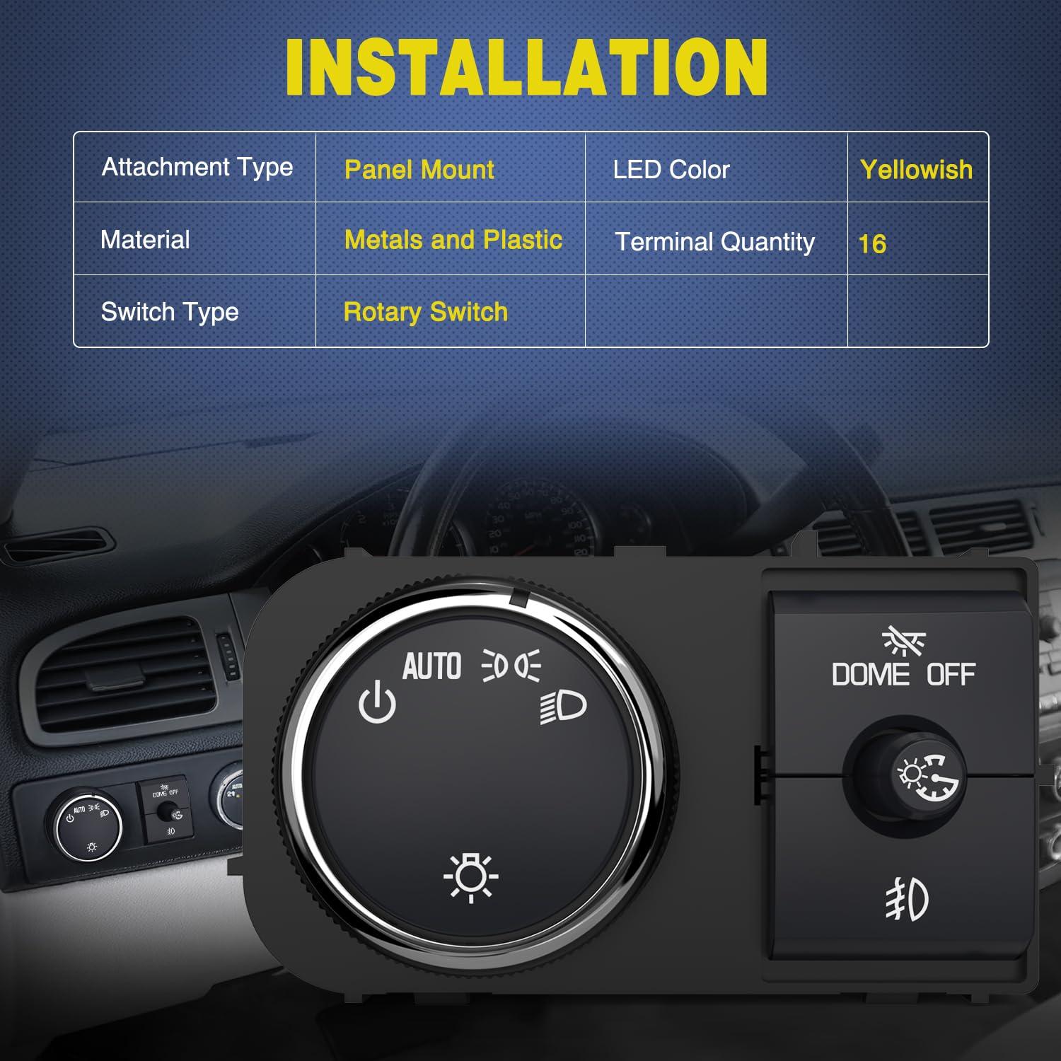 image:imageNilight Headlight Dimmer Switch Compatible with 1999 2000 2001 2002 Suburban Tahoe GMC Sierra 1500 2500 Chevy Silverado 3500 with Yellowish LED LightChevyGMC 20072013