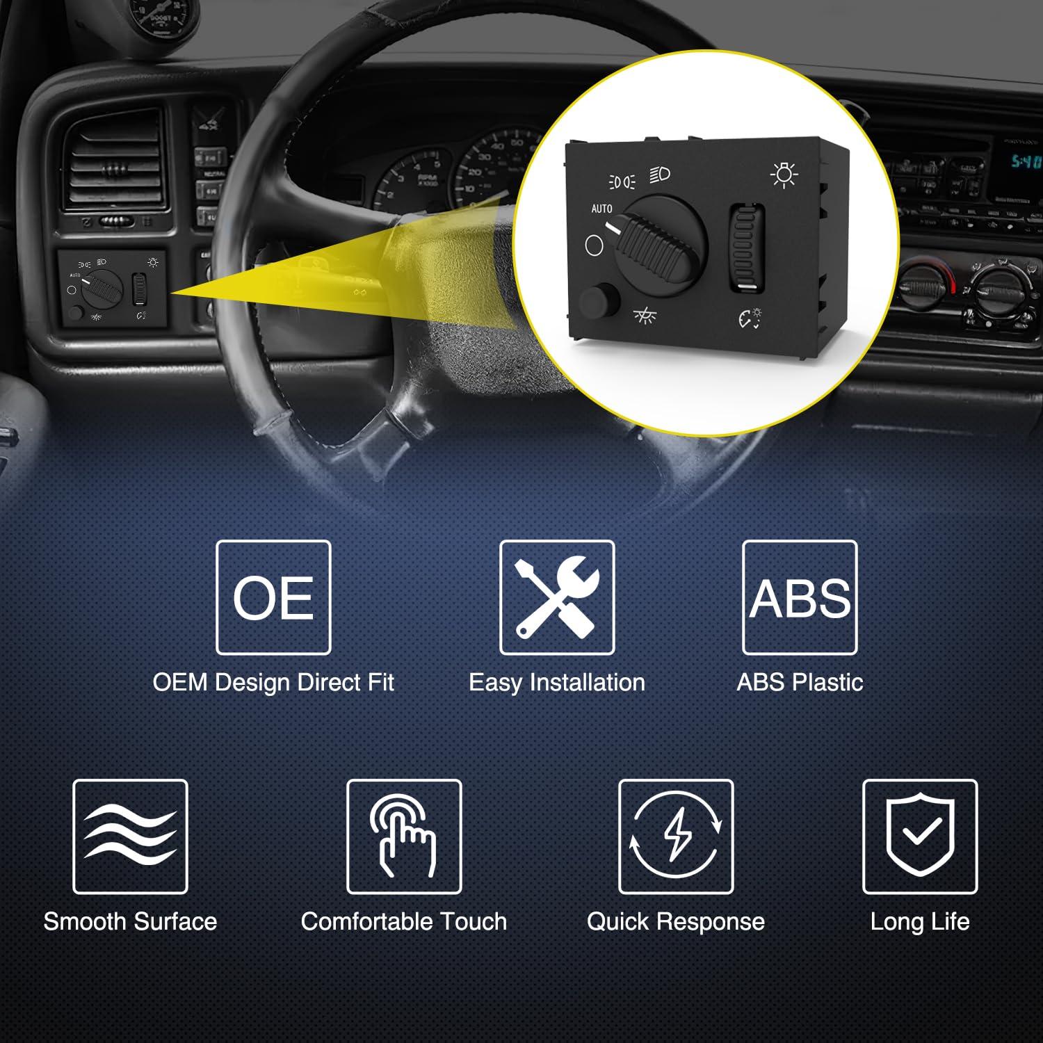 image:imageNilight Headlight Dimmer Switch Compatible with 1999 2000 2001 2002 Suburban Tahoe GMC Sierra 1500 2500 Chevy Silverado 3500 with Yellowish LED LightChevyGMCCadillac 20032006