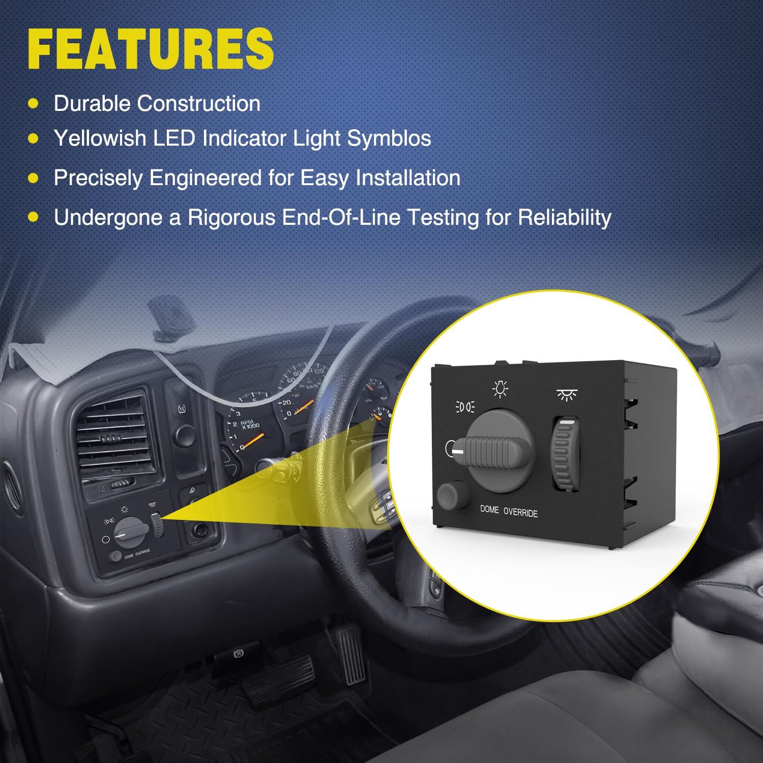 image:imageNilight Headlight Dimmer Switch Compatible with 1999 2000 2001 2002 Suburban Tahoe GMC Sierra 1500 2500 Chevy Silverado 3500 with Yellowish LED LightChevyGMC 19992002