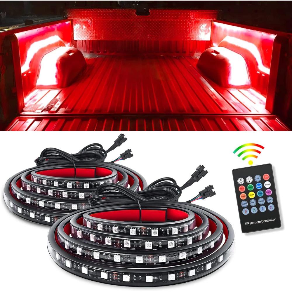 image:imageNilight 4Pcs 12inch LED Grille Lights 72 LEDs RGB Multi Color Exterior Lighting Kit with Sound Active Function and Wireless Remote Control for Cars Van SUV Truck2Pcs RGB Bed Strip