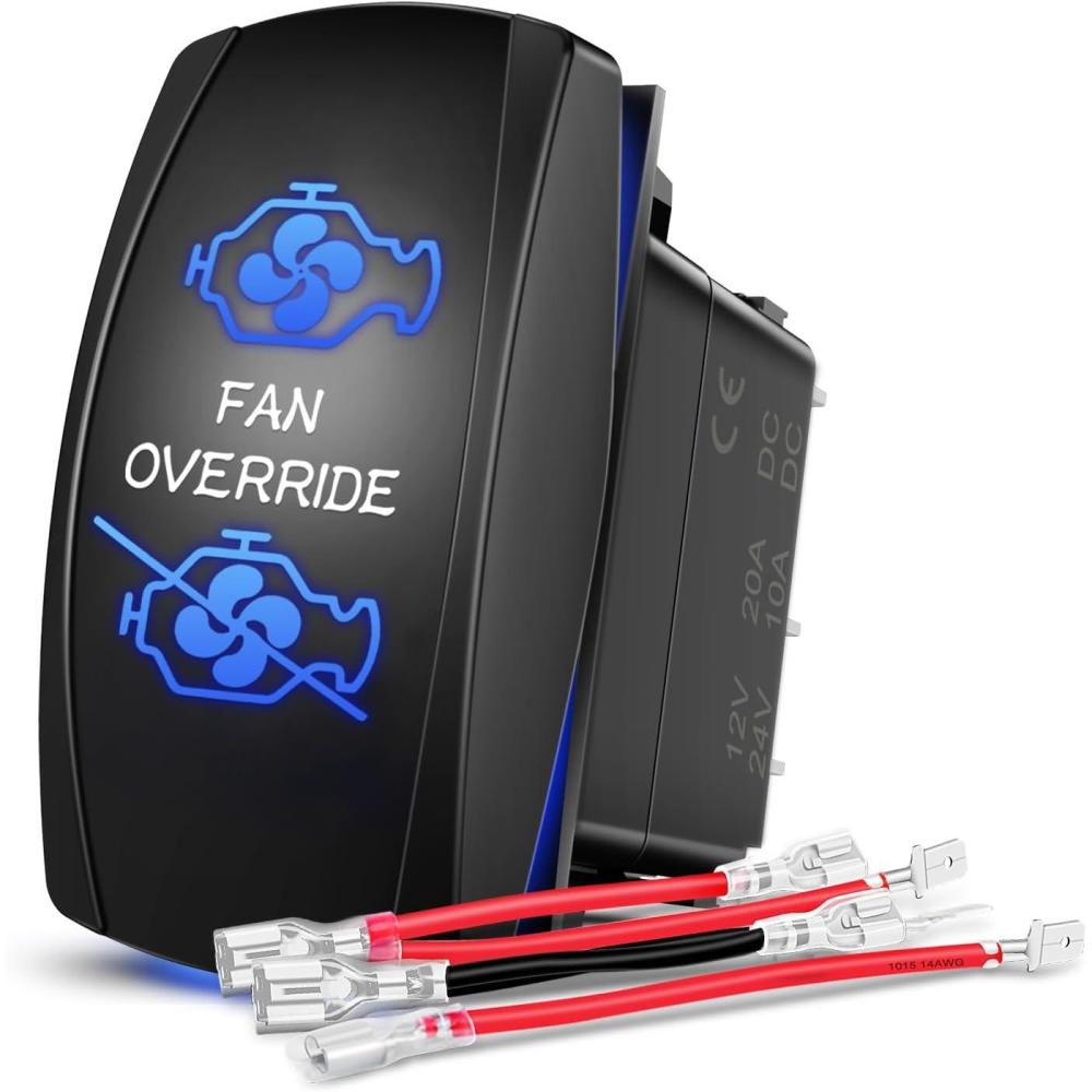 image:imageNilight Bunny Burners Rocker Switch Led Light Bar 5 Pin Laser On Off SPST Switches 20A12V 10A24V Blue with Jumper Wires Set for Cars Trucks Boats ATVs UTVs RVsFan Override