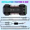 Nilight 4Pcs 12inch LED Grille Lights 72 LEDs RGB Multi Color Exterior Lighting Kit with Sound Active Function and Wireless Remote Control for Cars Van SUV Truck(4Pcs Underglow Light Strip)