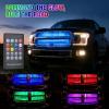 Nilight 4Pcs 12inch LED Grille Lights 72 LEDs RGB Multi Color Exterior Lighting Kit with Sound Active Function and Wireless Remote Control for Cars Van SUV Truck(24Inch Grille Light w/Remote)