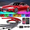 Nilight 4Pcs 12inch LED Grille Lights 72 LEDs RGB Multi Color Exterior Lighting Kit with Sound Active Function and Wireless Remote Control for Cars Van SUV Truck(4Pcs Underglow Light Strip)